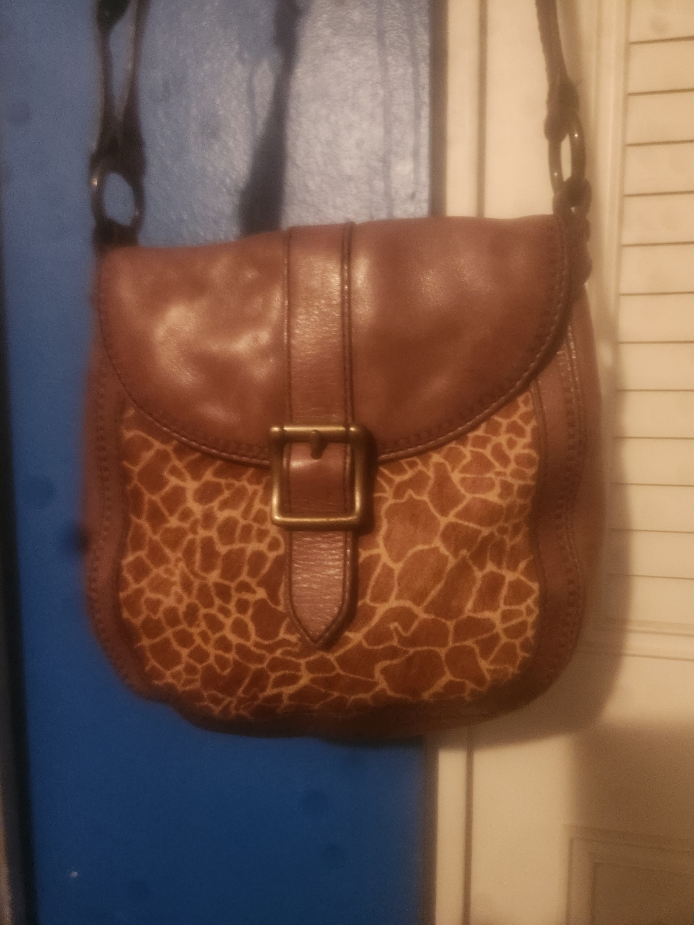 Fossil Brown Giraffe-Print Crossbody with Buckle